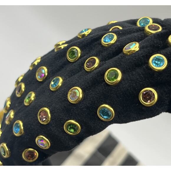 Lele Sadoughi 2 Headbands Kinsey 14K Gold Plate Rainbow Crystal & Velvet Natural main image 8